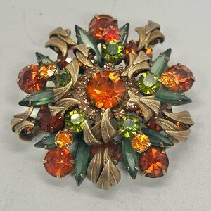 Juliana Venus Flame  D&E Delizza Elster Brooch Fall Autumn Rhinestone Book Pc